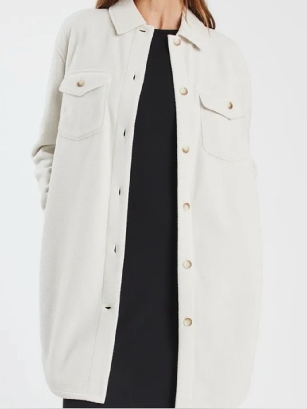 Kit and Ace Off-White Button-Front shacket| size large